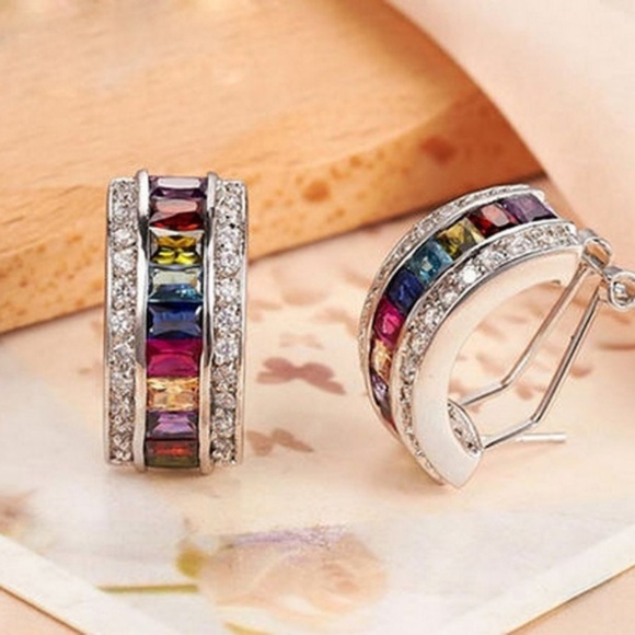 Multicolor Crystal Earrings NWT- - Picture 3 of 4